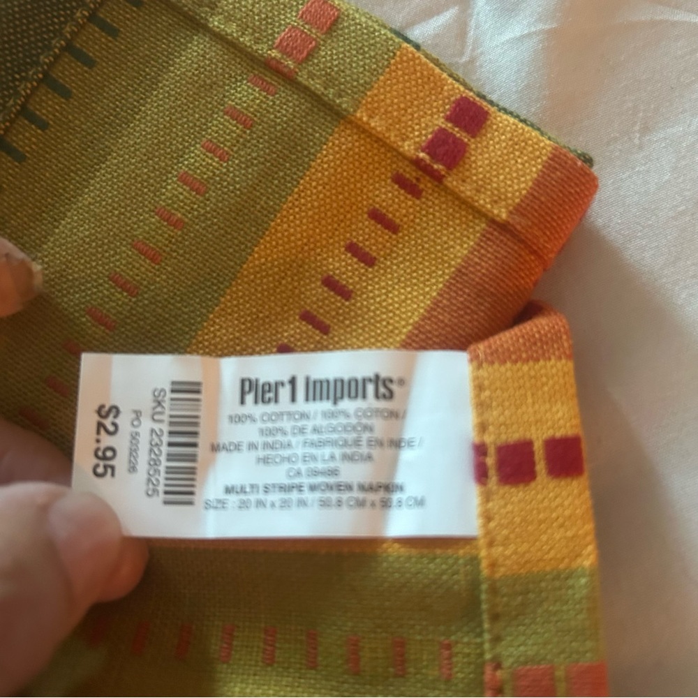 Pier 1 Multicolor Cotton Table Runner, Placemats and Napkin Set - Picture 4 of 8